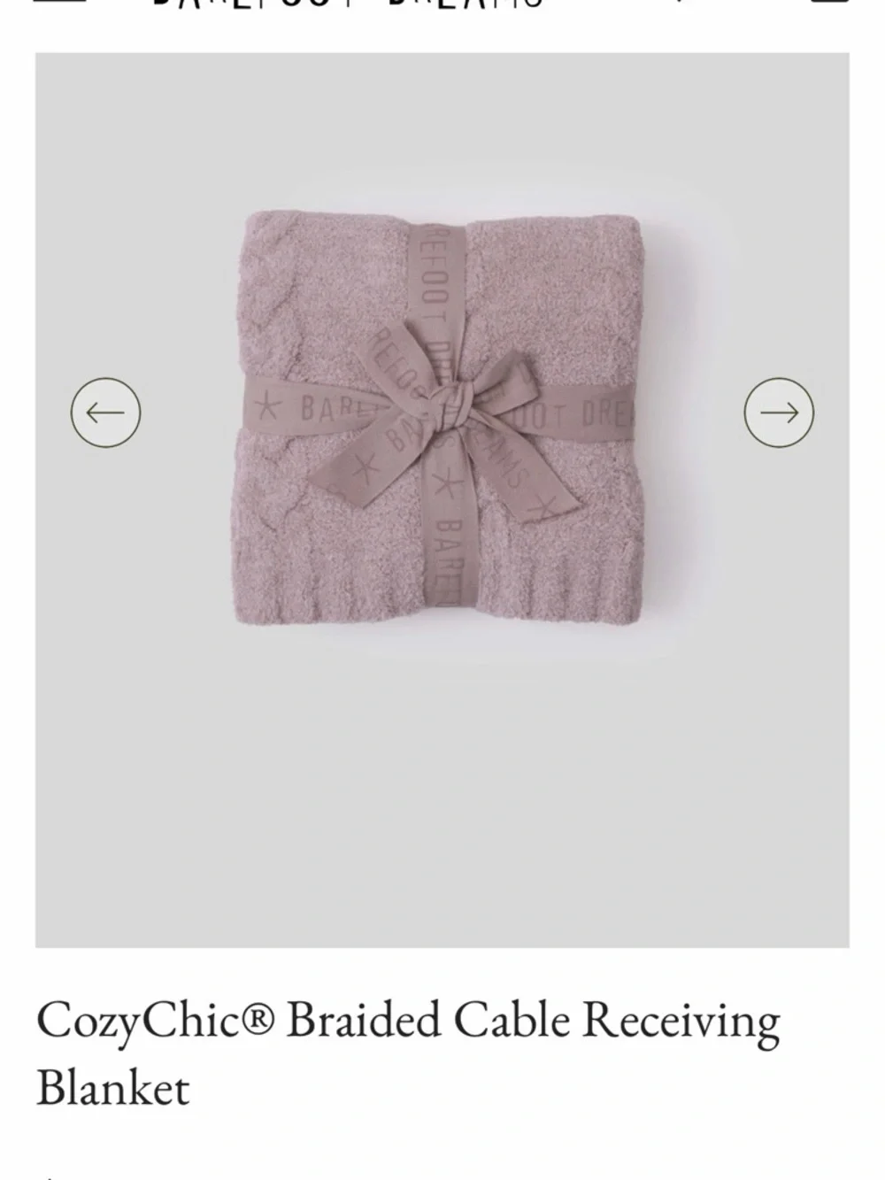Barefoot Dreams Cable Baby Receiving blanket- Light Blush - Picture 3 of 5